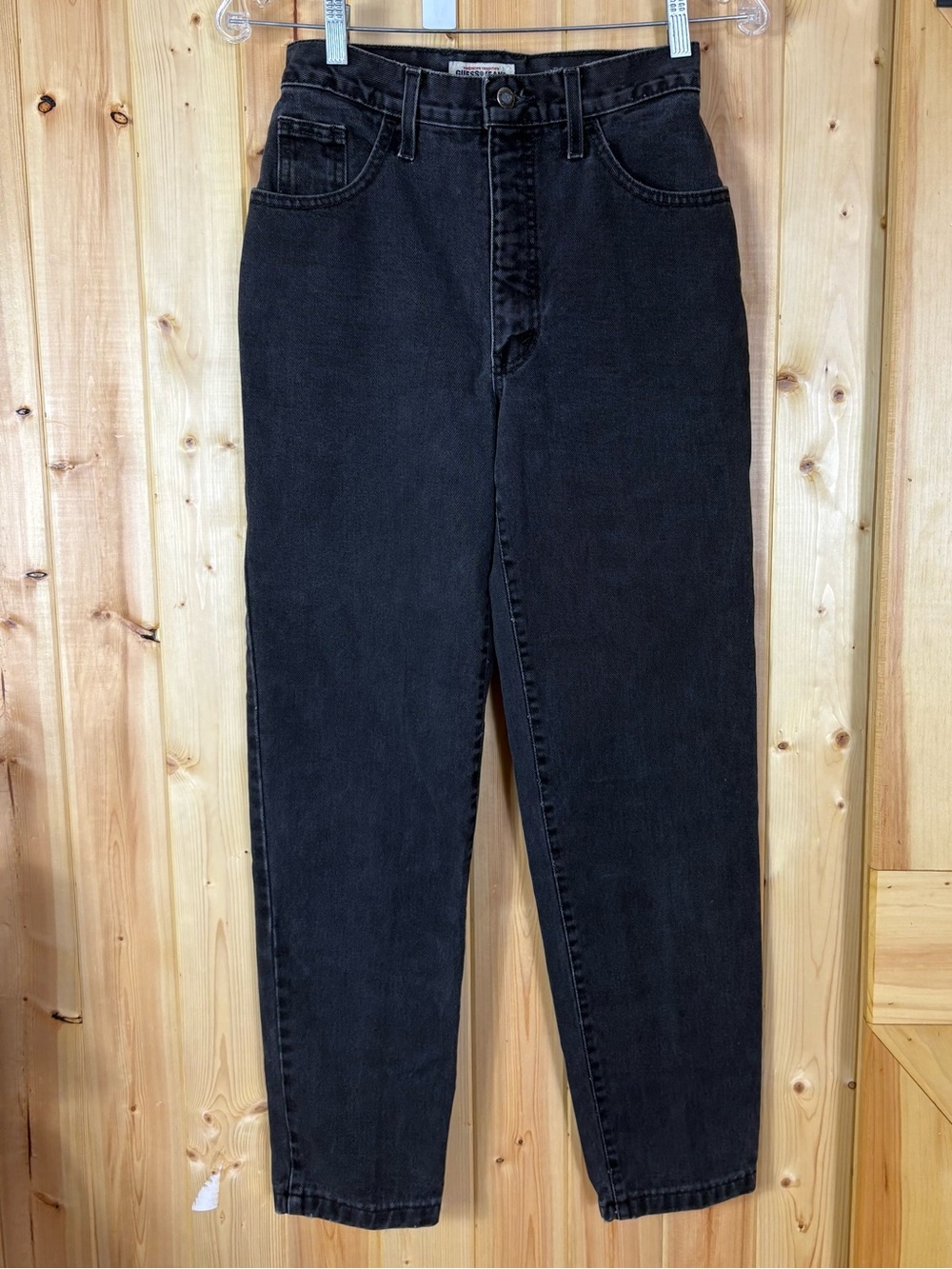 VTG Guess Jeans Canada 26 Black High Rise Mom Jeans Cotton American Tradition